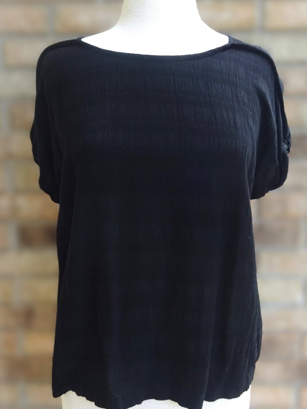 Bobeau Black Textured Blouse - Size L